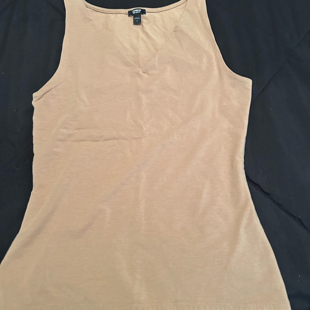 Women's Tan Sleeveless V Neck  Top